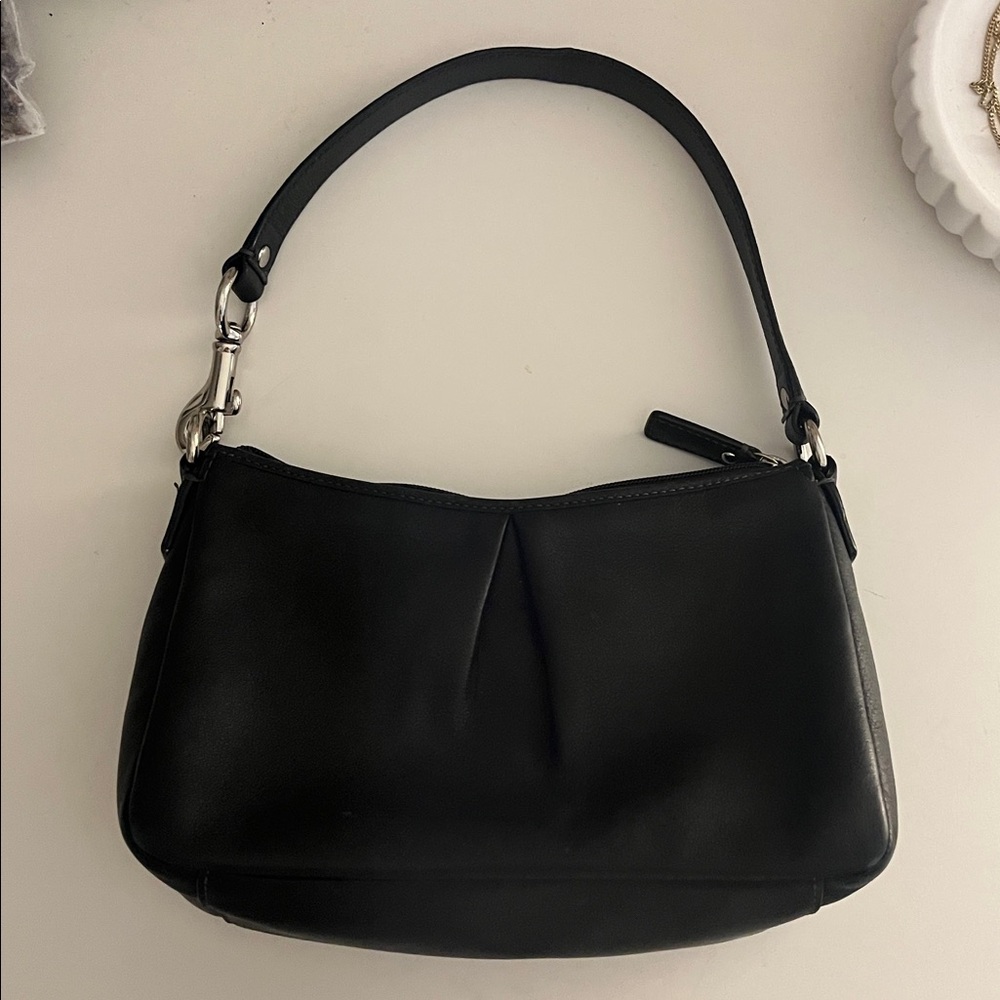 Vintage Coach Black Leather Shoulder Bag | Y2K 90s Mini Purse